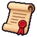 Pixel art scroll with a red seal